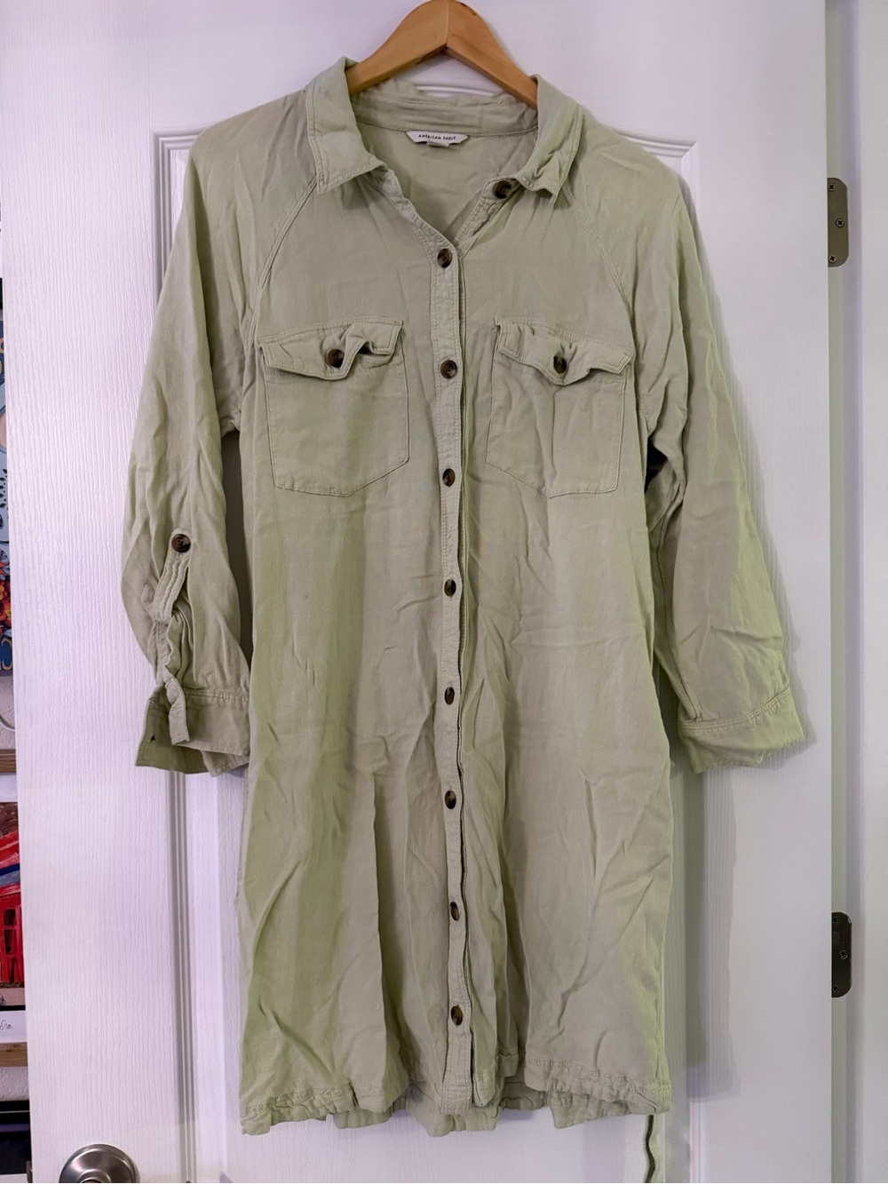 American Eagle Green Shirt Dress Medium
